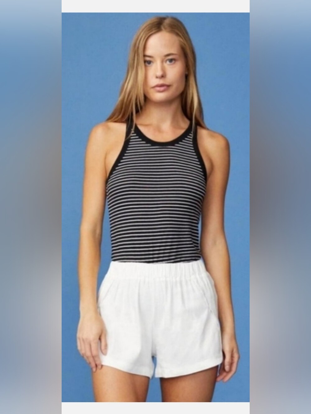 NWT! Fall Monrow Workout/Yoga/Pilates Cotton Striped Fitness Tank Women's XS